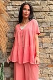Lina Linen Blend Smock Over Shirt Washed Watermelon